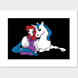 Unicorn Red Head Princess Posters and Art